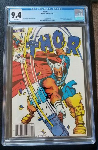 Thor 337 Cgc 9.  4 Nm,  1st Appearance Of Beta Ray Bill White Pages