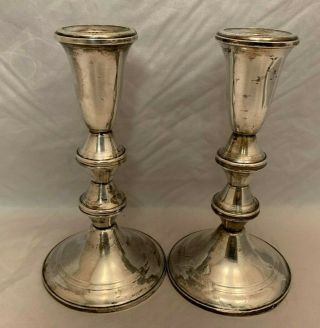 Vintage Duchin Creations Sterling Silver Candlestick Holders - Weighted 6.  5 "
