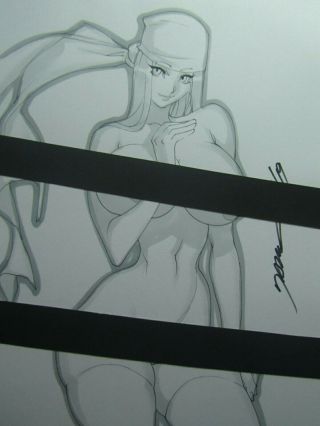 Elektra Girl Sexy Busty Sketch Pinup - Daikon Art