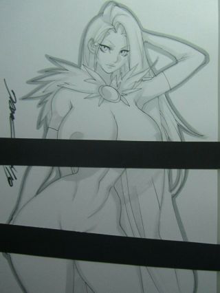 White Queen Girl Sexy Busty Sketch Pinup - Daikon Art