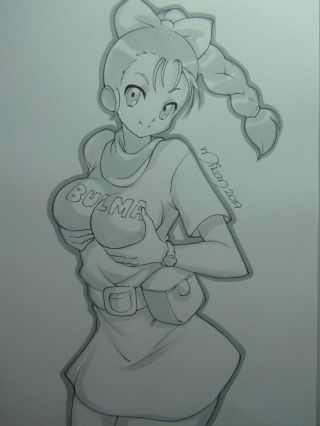 Bulma Dragon Ball Girl Sexy Busty Sketch Pinup - Mikan Art