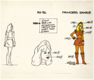 He - Man/she - Ra Masters Of The Universe Model Sheet Cel Princess Janice