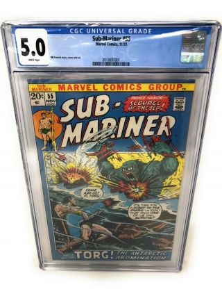 Sub - Mariner 55 Marvel Comics 11/72 1972 Cgc 5.  0 Bronze Age