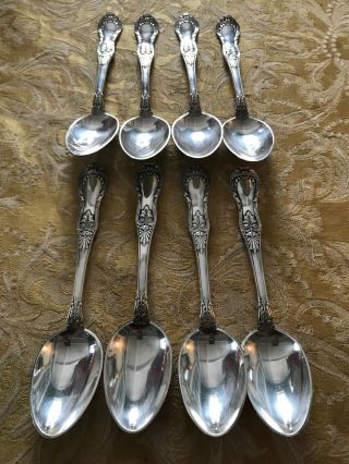 8 Antique Tiffany & Co Silver Plate Dinner Spoons Ornate