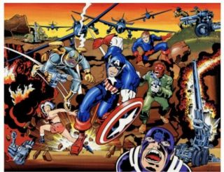 Jack Kirby Signed Captain America 50th Birthday Commemorative Lithograph 1990