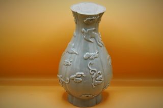 19th Century Rare Antique Japanese Celadon Mythical Creature Dragon Phoenix Vase
