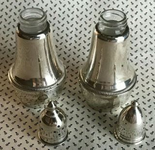 Vintage Duchin Creation Sterling Silver Salt & Pepper Shakers Glass Liners 2