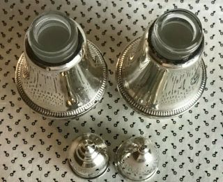 Vintage Duchin Creation Sterling Silver Salt & Pepper Shakers Glass Liners 4