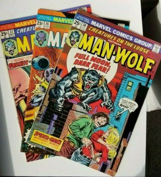 Creatures On The Loose 30,  36,  37 (marvel 1974,  1975) Man - Wolf.  Fn