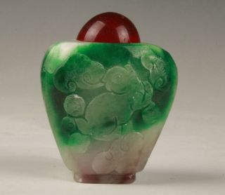 Rare Statue Chinese Jadeite Snuff Bottle Hand - Carved Old Only One Collectible