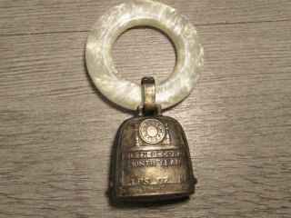 Vintage Webster Sterling Silver Baby Teething Ring Engravable Bell Rattle