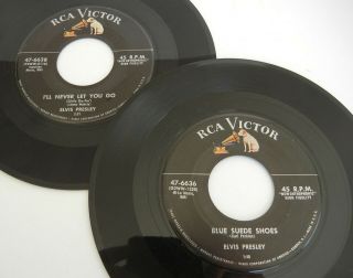 1956 Orig 45 Rpm Elvis Presley Blue Suede Shoes—never Let You Go Rca Victor Vg,