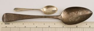 2 Antique Sterling Silver Spoons - One An English Serving Spoon - 2.  5 Oz.