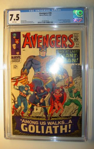 Avengers 28 Cgc 7.  5,  Vf -,  White Pages,  1966,  1st App Of The Collector,  Stan Lee