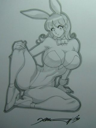 Bulma Dragon Ball Bunny Girl Sexy Busty Sketch Pinup - Daikon Art