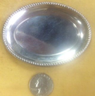Miniature Sterling Silver Beaded Serving Tray For Play Or Dollhouse