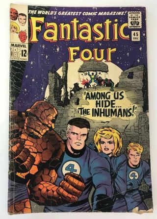 The Fantastic Four 45 Marvel Comics 1965 Jack Kirby Gd 1st Inhumans App.