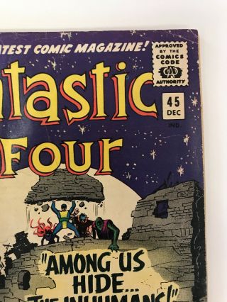 The Fantastic Four 45 Marvel Comics 1965 Jack Kirby GD 1st Inhumans App. 3