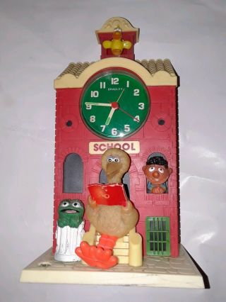 Vintage 1978 Sesame Street Big Bird School House Clock Bradley Windup Alarm