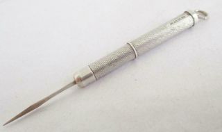 Stylish Solid Silver Telescopic Toothpick By William Manton Fabulous Pattern