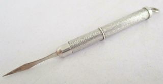 STYLISH SOLID SILVER TELESCOPIC TOOTHPICK by WILLIAM MANTON FABULOUS PATTERN 7