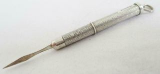STYLISH SOLID SILVER TELESCOPIC TOOTHPICK by WILLIAM MANTON FABULOUS PATTERN 8
