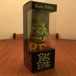 Funko 1999 Rat Fink Green & Red Wacky Wobbler Bobble Head Pvc Action Figure Mib