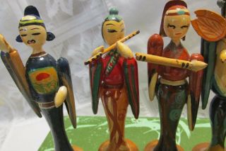 Vintage 8 Chinese Immortals Mid Century Hand Carved and Painted 7