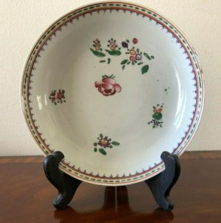 Antique 18th C.  Chinese Export Porcelain Plate Saucer Bowl Famille Rose Dish