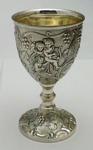 VINTAGE SET of 4 CORBELL & CO SILVER PLATED CORDIAL CUPID GOBLETS 3 1/2 