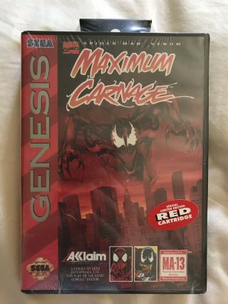 Spider Man Venom Maximum Carnage Sega Genesis Red Cartridge Factory