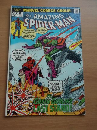 Marvel: Spider - Man 122,  Death Of Green Goblin,  Key Book,  1973,  Fn,