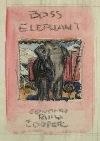 Paul Bransom 1934 Boss Elephant Color Cover Sketch Illustration Art Nr