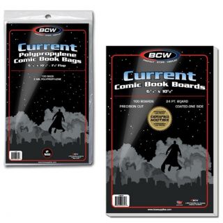 100 Bcw Current Comic Bags/sleeves And 100 Boards