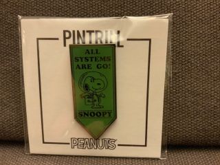 Sdcc 2019 Pintrill Peanuts Snoopy Astronaut All Systems Are Go Green Enamel Pin