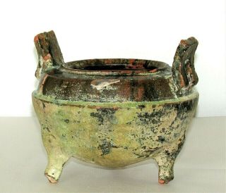 Chinese Tang Tomb Burial Pottery Incense Burner Sancai Ware C.  7th - 8thc / 7.  5 " D