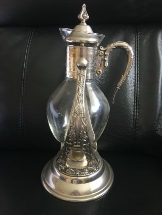 Vintage Corning Coffee Tea Carafe Warmer With Silverplate Tilting Stand