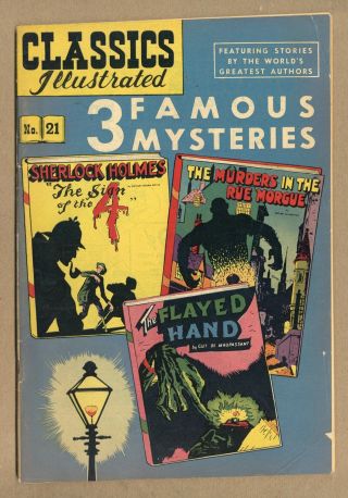 Classics Illustrated 021 3 Famous Mysteries 5 1946 Gd 2.  0