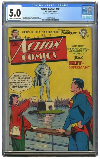 Action Comics 161 Cgc 5.  0 C/ow.  Superman Scarce Wayne Boring Art