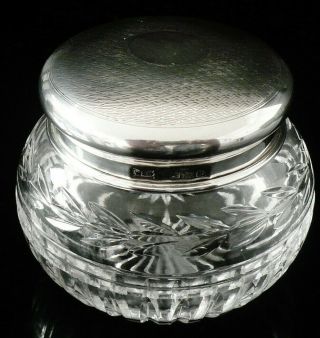 Silver Topped Cut Glass Jar,  Walker & Hall,  Birmingham 1926