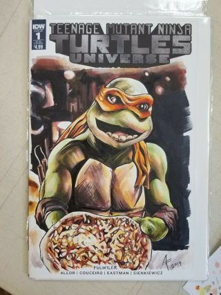Teenage Mutant Ninja Turtles Universe 1 Blank Sketch Cover Tmnt Michelangelo
