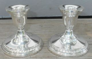 Set Of 2 Weighted Sterling Silver Candle Sticks Holders By Columbia - 554 Grs.