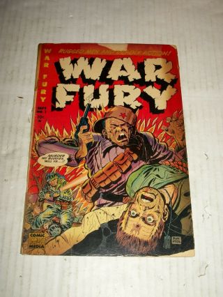Comic Media War Fury 1 September 1952 Taped Spine/cover Detached Cover