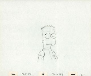 The Simpsons Pencil Animation Art - Bart 1/2 Figure Looking Up B - 1