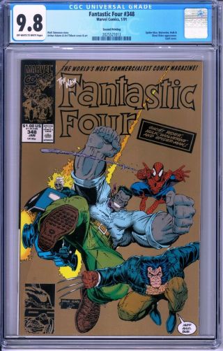 Fantastic Four 348 Cgc 9.  8 Htf 2nd Print Hulk Spider - Man Wolverine Ghost Rider
