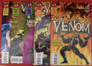 Venom Sinner Takes All 1 2 3 4 5 Marvel Comic Set Complete Hama Luzniak 1995 Nm