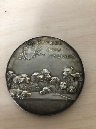Antique 800 Silver Italian Kennel Club Medal/coin