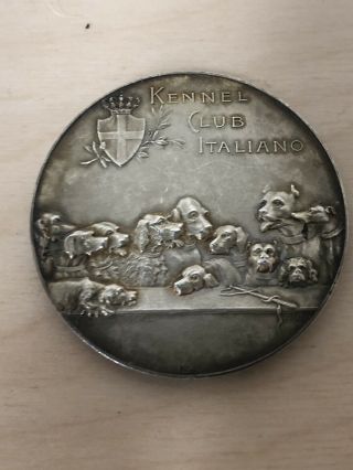 Antique 800 Silver Italian Kennel Club Medal/coin 4