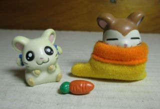 Hamtaro Ham - Ham Hamster Bijon & Snoozer Mini Figure Sleeping Bag & Carrot Hasbro