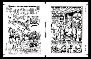 Jack Kirby Fantastic Four 4 Cover And Pg 1 Rare Large Production Art